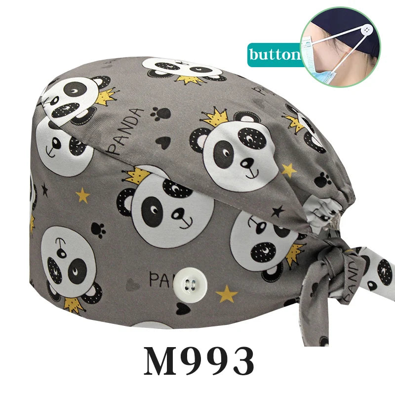 Tooth Fairy Scrub Caps for Man Woman Long Hair Adjustable Skullcap Beauty Salon Vet Working Hats with Bottons M981