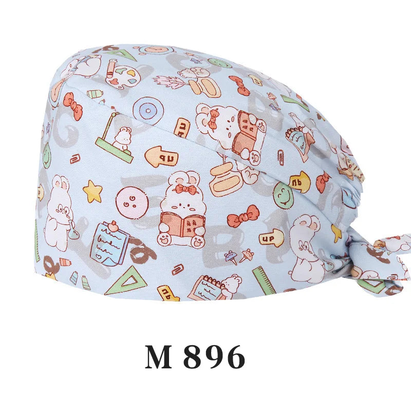 Tooth Fairy Scrub Caps for Man Woman Long Hair Adjustable Skullcap Beauty Salon Vet Working Hats with Bottons M981
