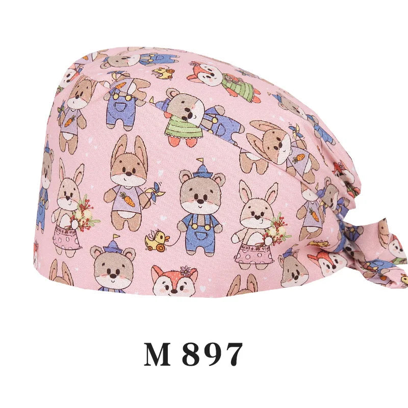 Tooth Fairy Scrub Caps for Man Woman Long Hair Adjustable Skullcap Beauty Salon Vet Working Hats with Bottons M981