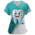 Teeth Print Scrub Top - Fun Dental Uniform for Healthcare Professionals