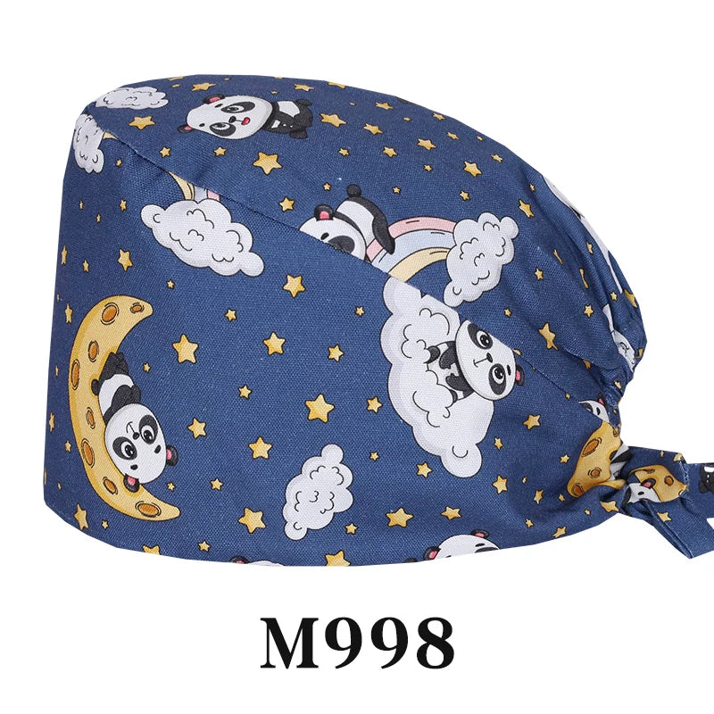 Tooth Fairy Scrub Caps for Man Woman Long Hair Adjustable Skullcap Beauty Salon Vet Working Hats with Bottons M981