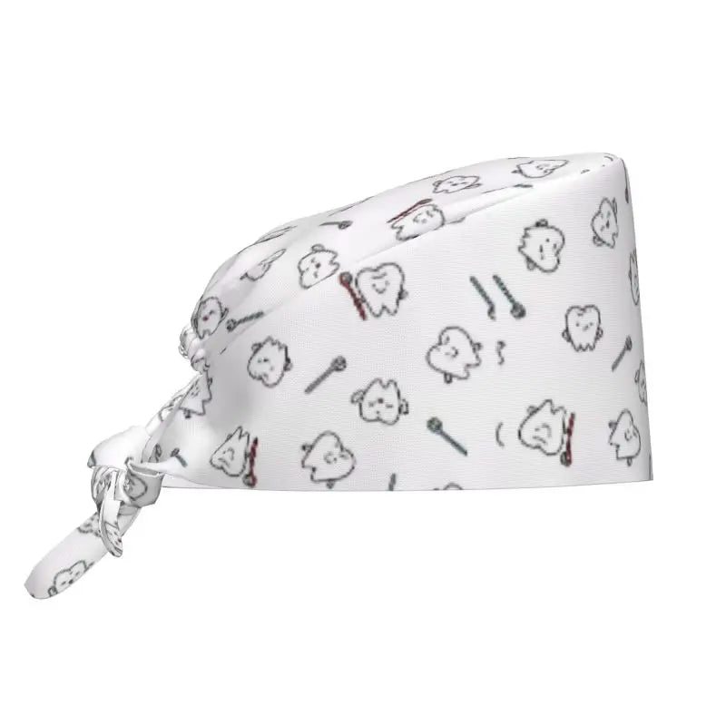 Tooth Print Scrub Cap - Adjustable Surgical Hat for Dental Professionals