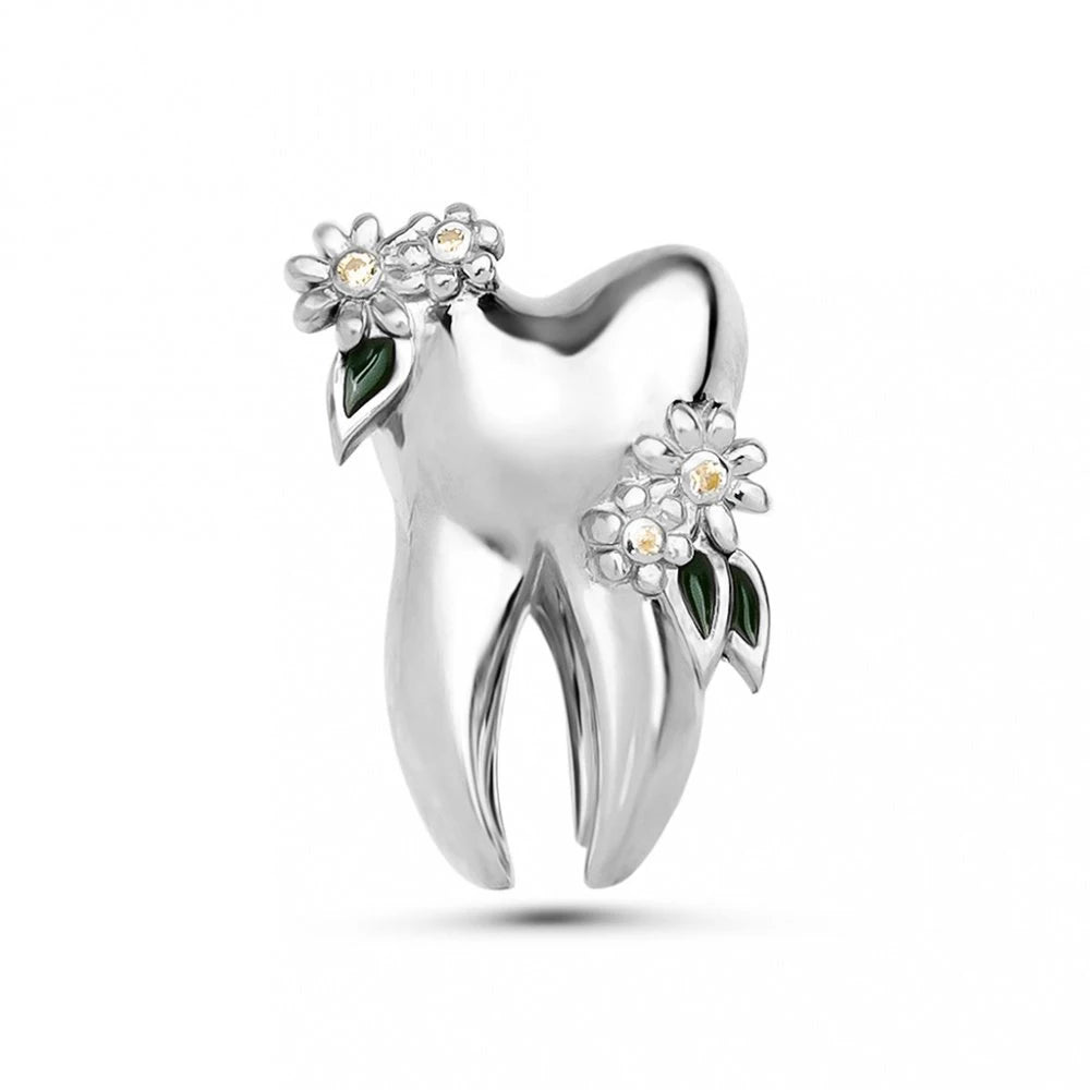 Smile Dental Tooth Toothbrush Mirror Pin - Creative Stomatology Brooch Gift