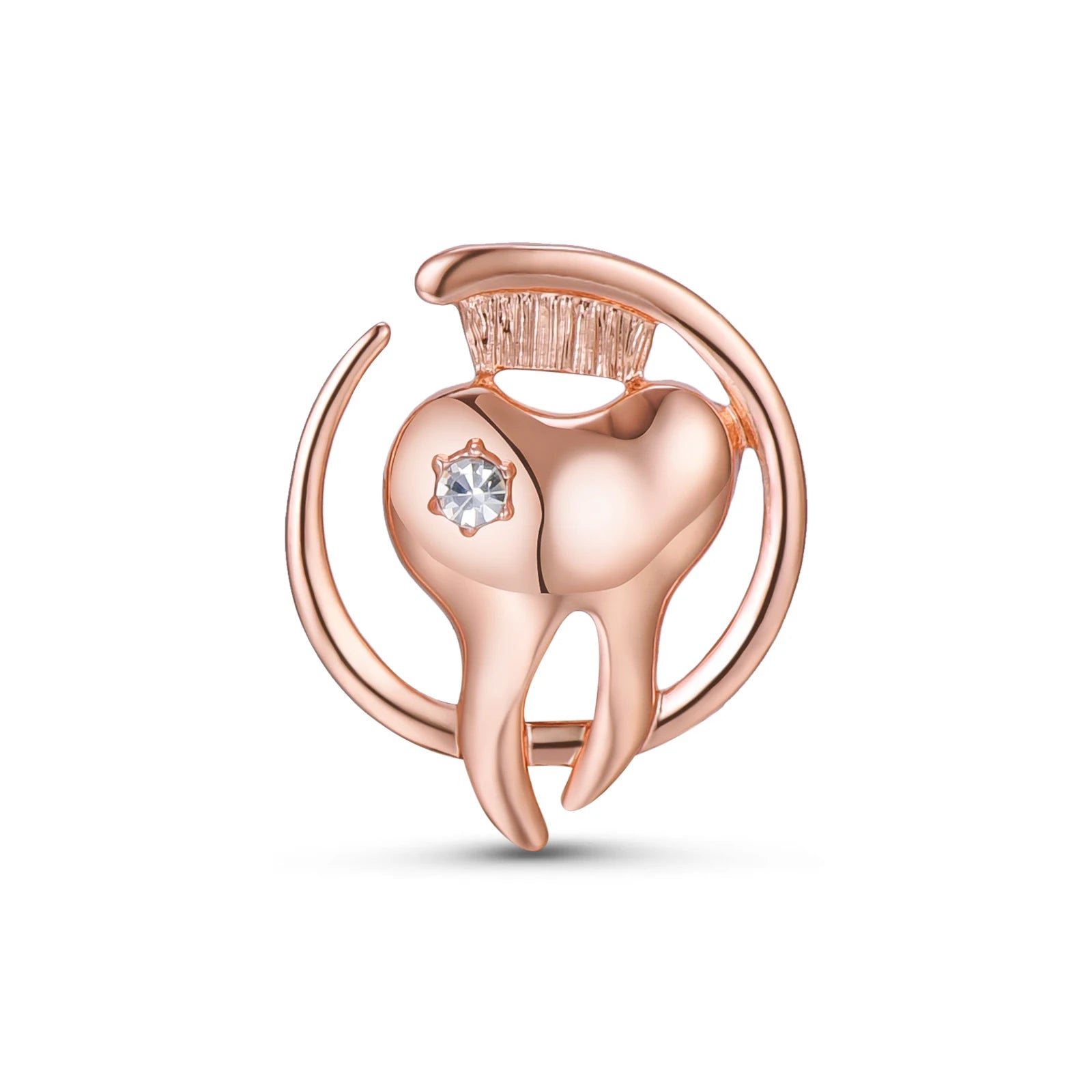 Tooth Dentist Crystal Brooch - Caring Teeth & Toothbrush Lapel Pin for Dental Professionals