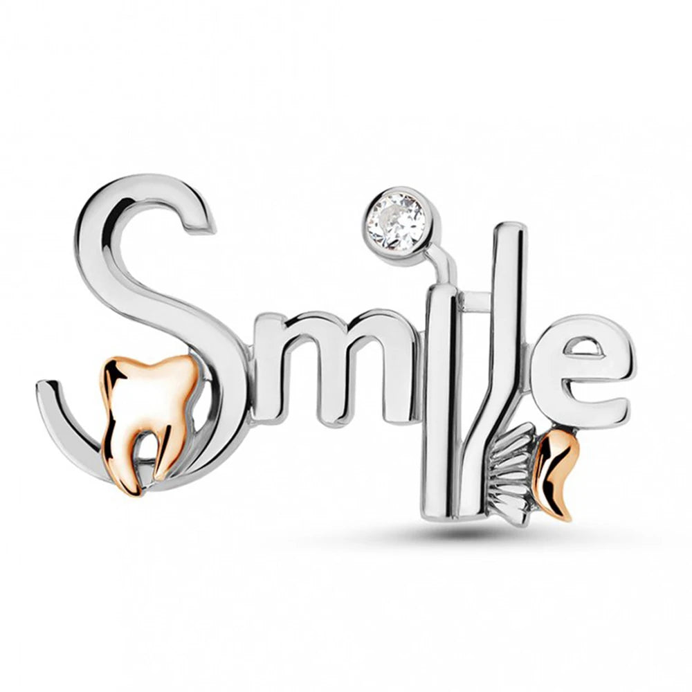 Smile Dental Tooth Toothbrush Mirror Pin - Creative Stomatology Brooch Gift