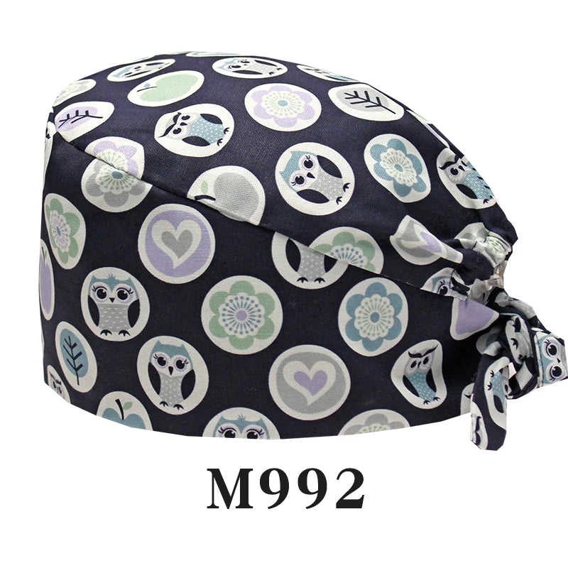 Tooth Fairy Scrub Caps for Man Woman Long Hair Adjustable Skullcap Beauty Salon Vet Working Hats with Bottons M981