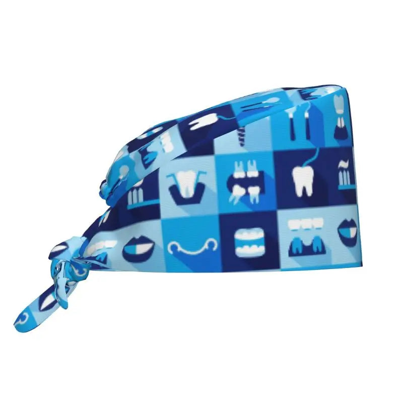 Tooth Print Scrub Cap - Adjustable Surgical Hat for Dental Professionals