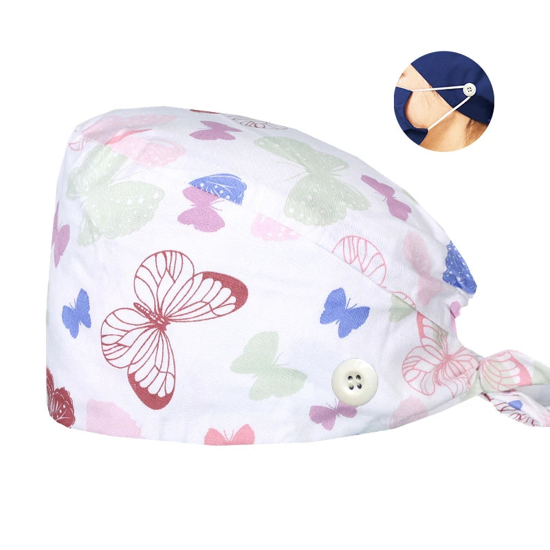 Tooth Print Surgical Scrub Caps Medical Nurse Work Hat Women Men Adjustable Nursing Doctor Dental Cap