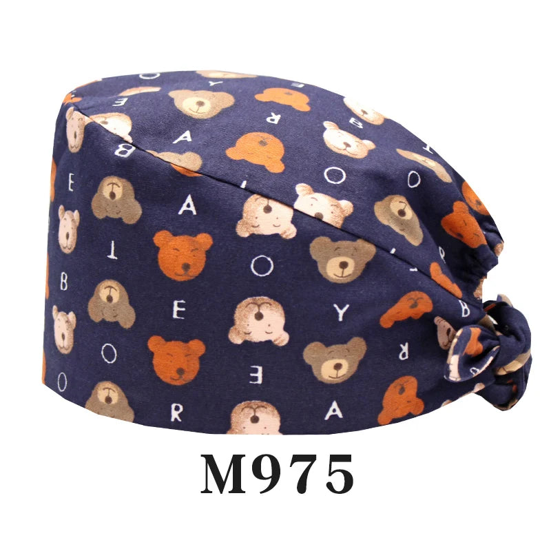 Tooth Fairy Scrub Caps for Man Woman Long Hair Adjustable Skullcap Beauty Salon Vet Working Hats with Bottons M981