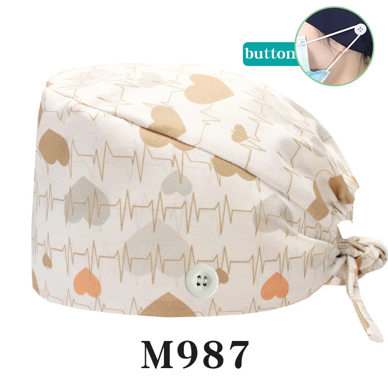 Tooth Fairy Scrub Caps for Man Woman Long Hair Adjustable Skullcap Beauty Salon Vet Working Hats with Bottons M981