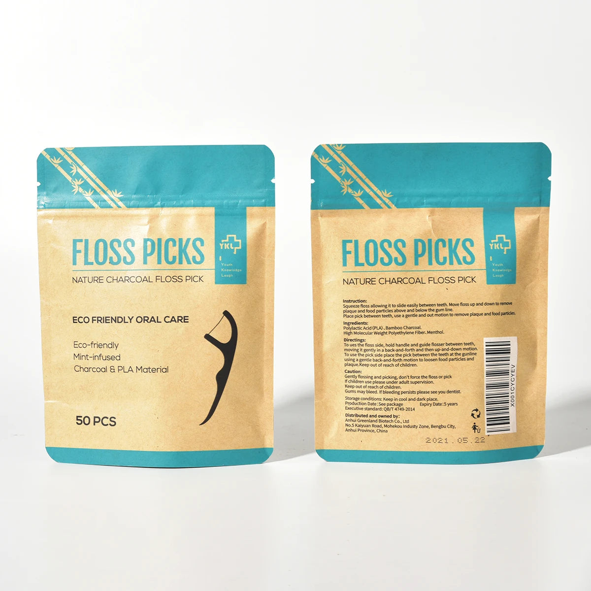 Disposable Dental Floss Picks - 50 Pack Interdental Cleaners with Handle