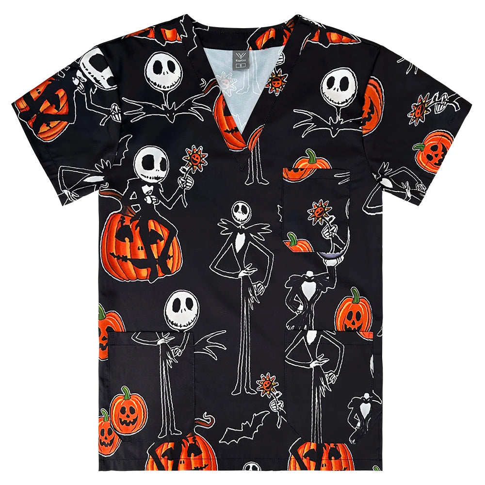 Men's Work Uniform Teeth Print Dentist Comfortable Short Sleeve Scrubs V-Neck Top Clinic Pharmacy Nursing Accessories Blouse New