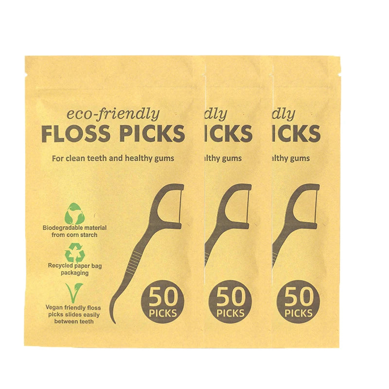 Eco-Friendly Dental Floss Picks - 150 Pack Biodegradable PLA Flossers