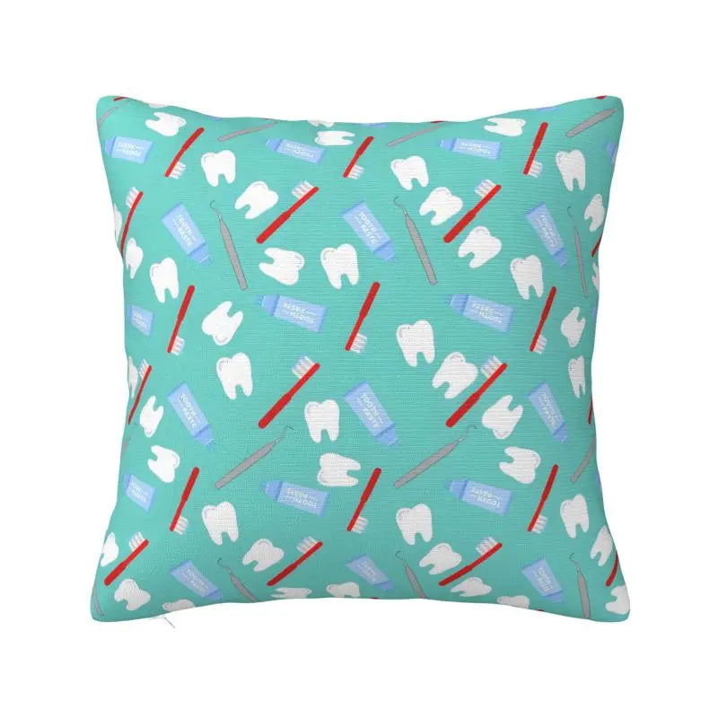 Custom Nordic Kawaii Healthy Teeth Pattern Tooth Cushion Cover for Sofa Soft Care Dental Health Pillow Case