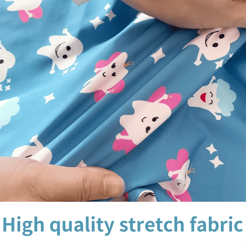 Men's Work Uniform Teeth Print Dentist Comfortable Short Sleeve Scrubs V-Neck Top Clinic Pharmacy Nursing Accessories Blouse New