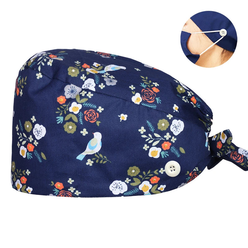 Tooth Print Surgical Scrub Caps Medical Nurse Work Hat Women Men Adjustable Nursing Doctor Dental Cap