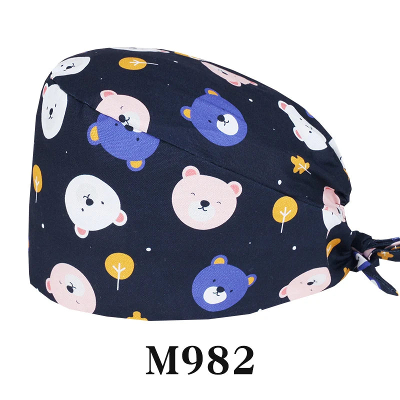 Tooth Fairy Scrub Caps for Man Woman Long Hair Adjustable Skullcap Beauty Salon Vet Working Hats with Bottons M981