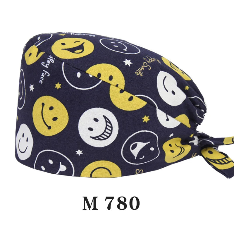 Tooth Fairy Scrub Caps for Man Woman Long Hair Adjustable Skullcap Beauty Salon Vet Working Hats with Bottons M981