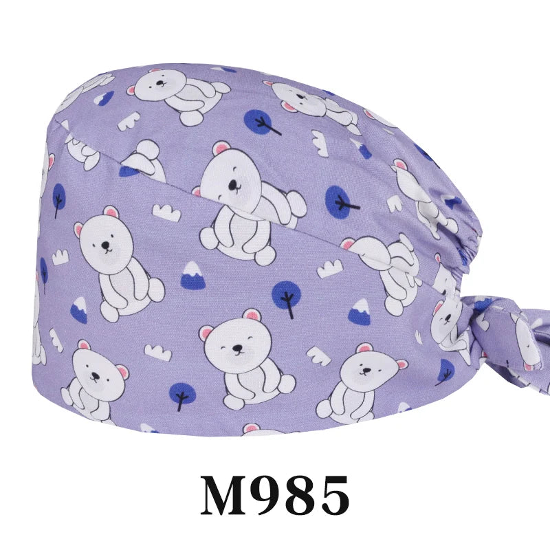 Tooth Fairy Scrub Caps for Man Woman Long Hair Adjustable Skullcap Beauty Salon Vet Working Hats with Bottons M981