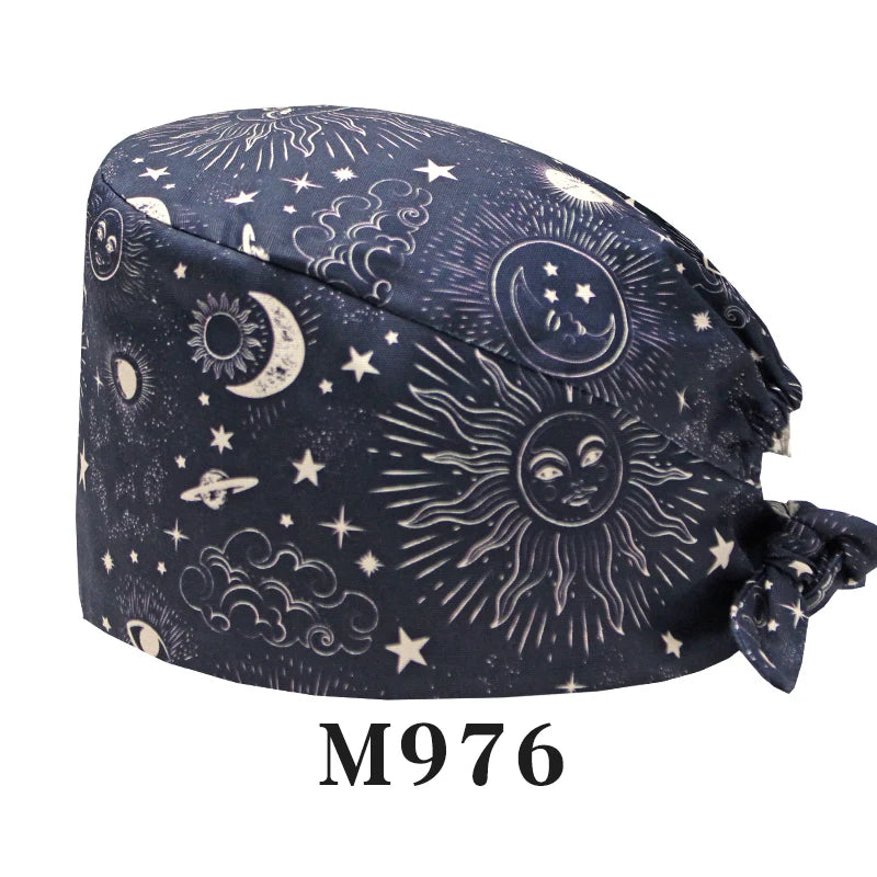 Tooth Fairy Scrub Caps for Man Woman Long Hair Adjustable Skullcap Beauty Salon Vet Working Hats with Bottons M981