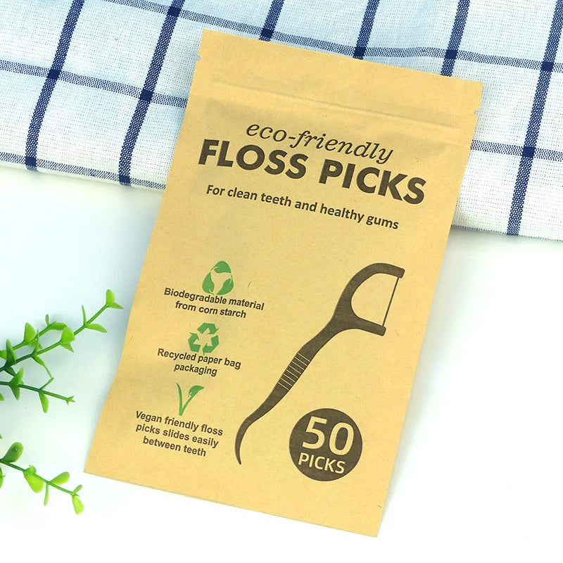 Eco-Friendly Dental Floss Picks - 150 Pack Biodegradable PLA Flossers