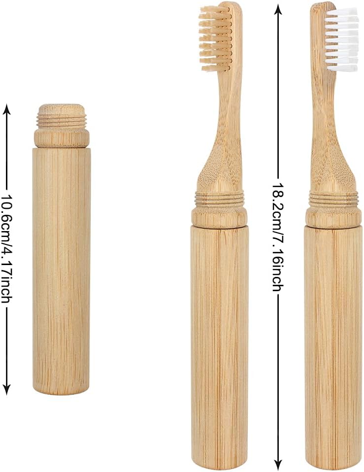 SWKJ Foldable Bamboo Toothbrushes | Soft Bristle | Travel-Ready | 2-Pack