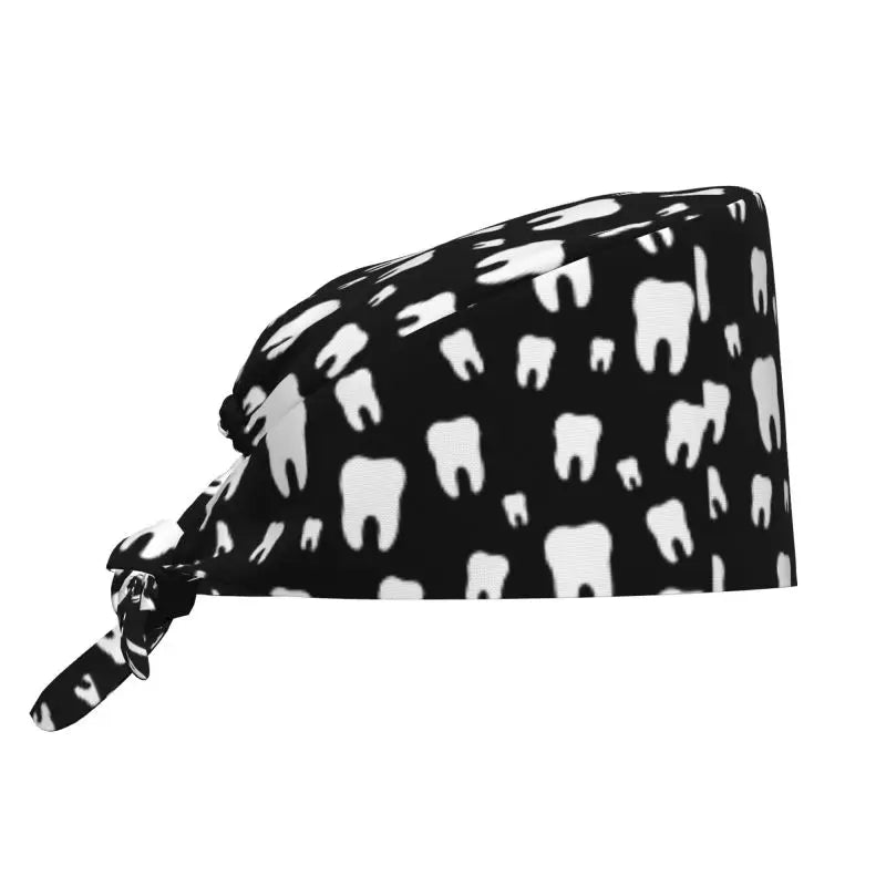 Tooth Print Scrub Cap - Adjustable Surgical Hat for Dental Professionals