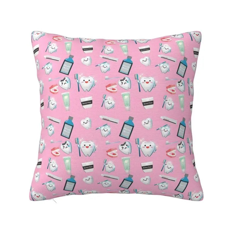 Custom Nordic Kawaii Healthy Teeth Pattern Tooth Cushion Cover for Sofa Soft Care Dental Health Pillow Case