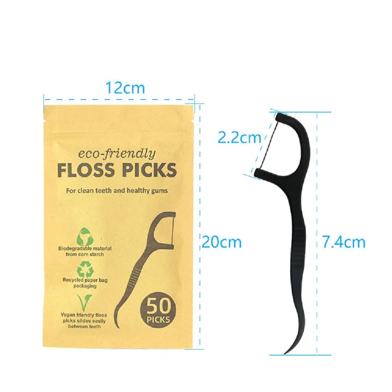 Eco-Friendly Dental Floss Picks - 150 Pack Biodegradable PLA Flossers