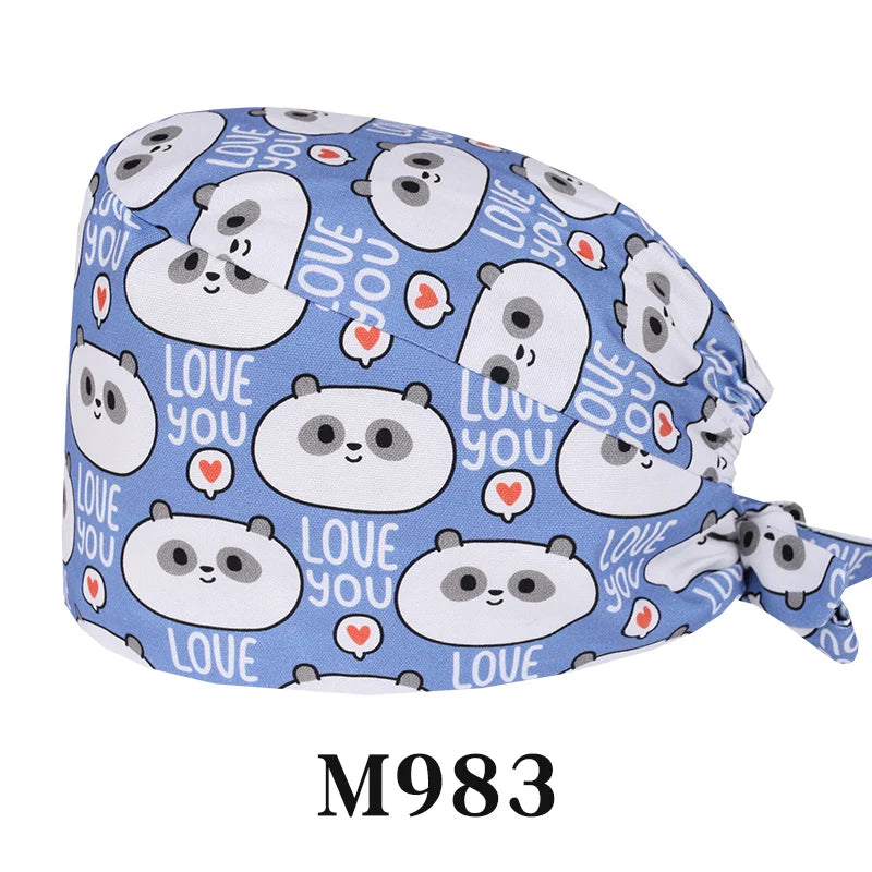 Tooth Fairy Scrub Caps for Man Woman Long Hair Adjustable Skullcap Beauty Salon Vet Working Hats with Bottons M981