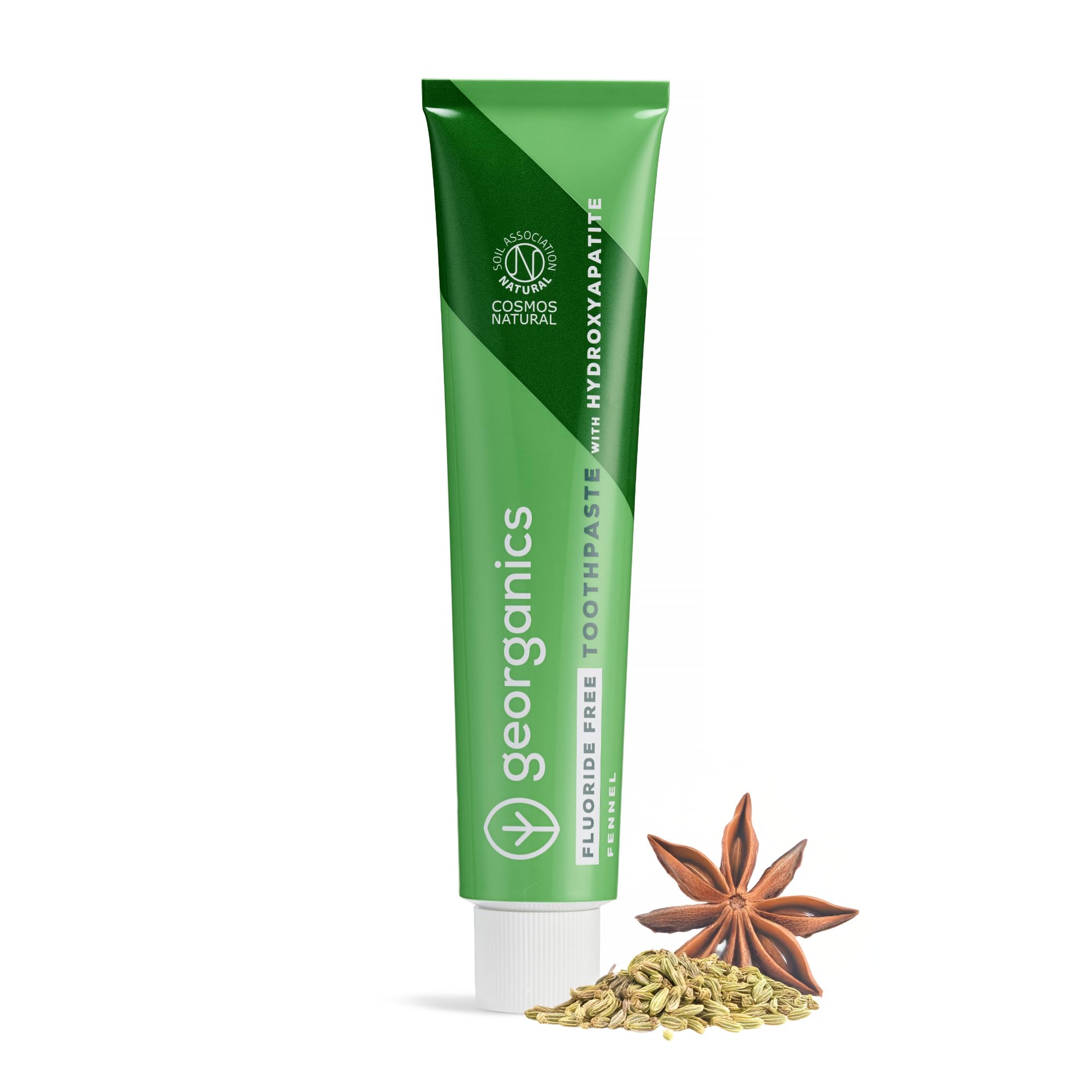 Georganics Natural Fennel Toothpaste – 75ml – Mint-Free – Fluoride-Free with Hydroxyapatite for Enamel Care – Vegan & Plastic-Free