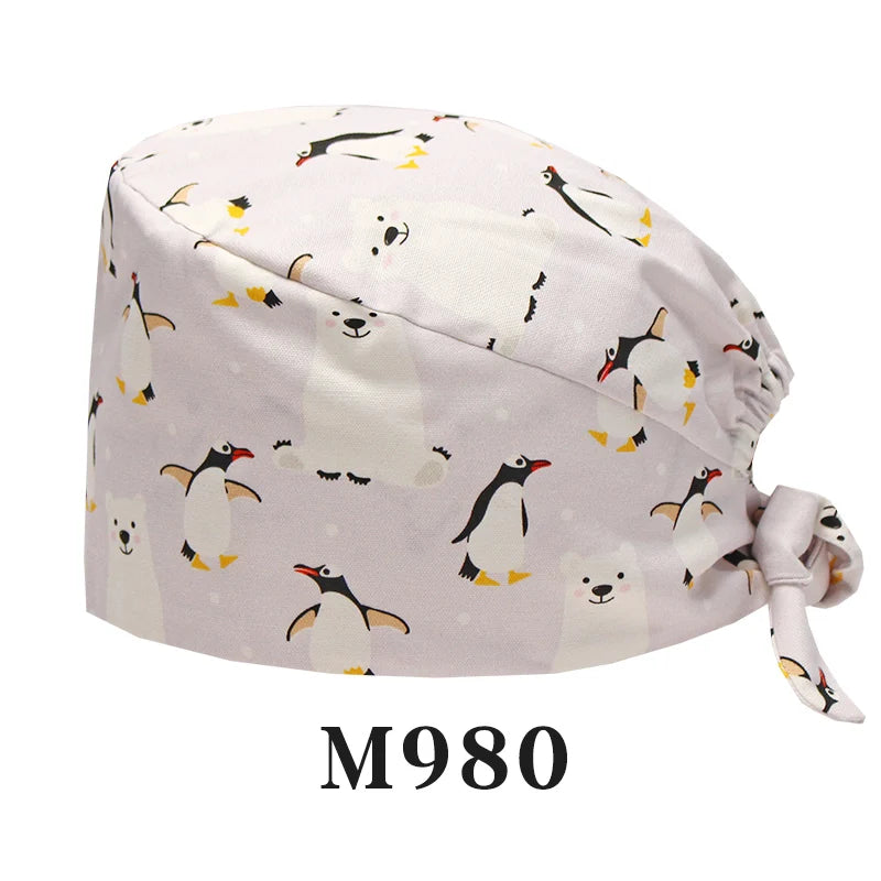 Tooth Fairy Scrub Caps for Man Woman Long Hair Adjustable Skullcap Beauty Salon Vet Working Hats with Bottons M981