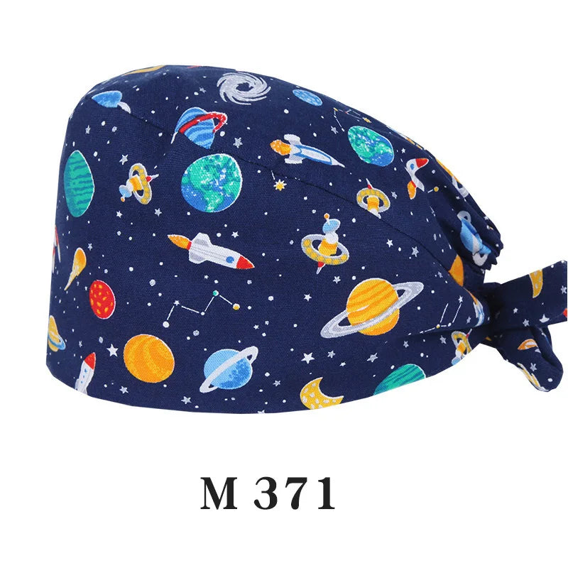 Tooth Fairy Scrub Caps for Man Woman Long Hair Adjustable Skullcap Beauty Salon Vet Working Hats with Bottons M981