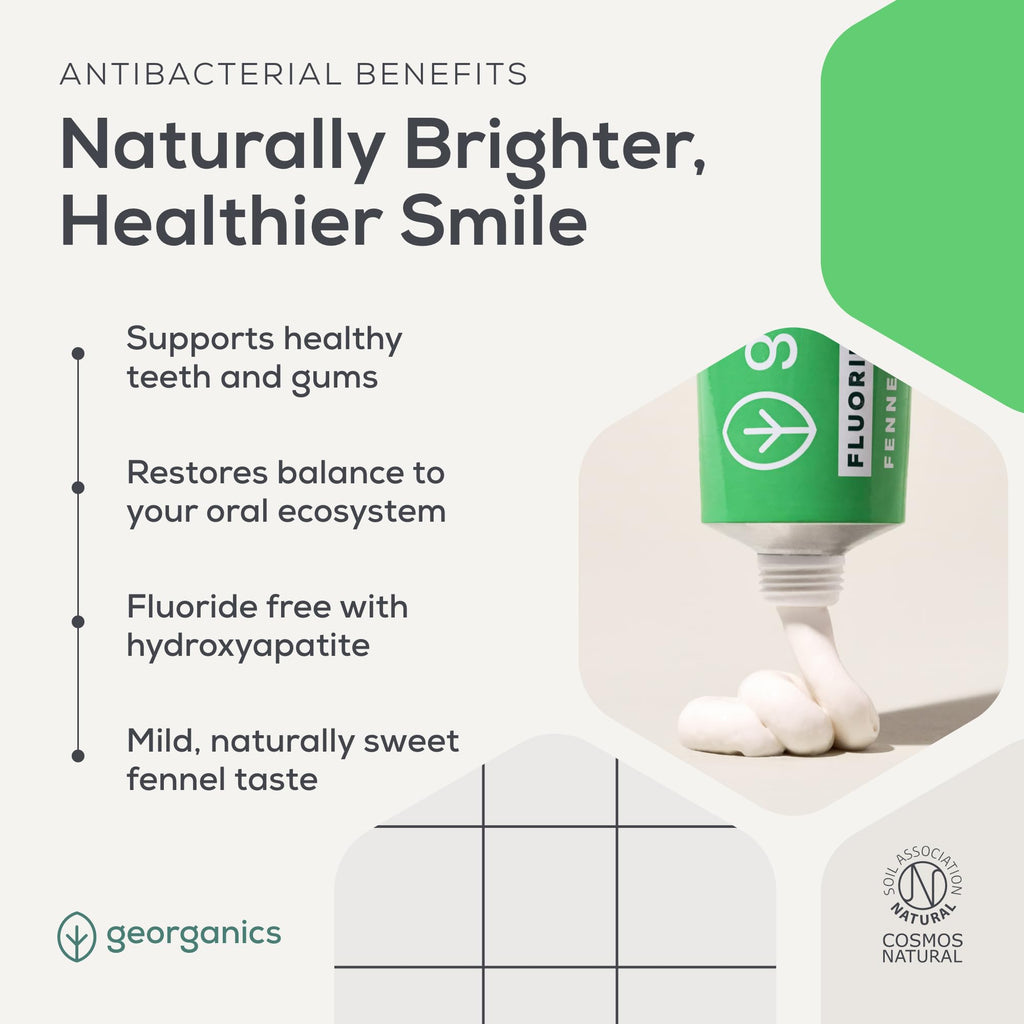 Georganics Natural Fennel Toothpaste – 75ml – Mint-Free – Fluoride-Free with Hydroxyapatite for Enamel Care – Vegan & Plastic-Free