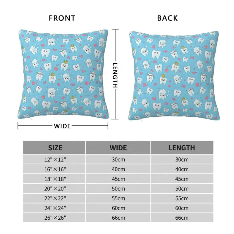 Custom Kawaii Healthy Teeth Pattern Tooth Throw Pillow Case Care Dental Health Nordic Cushion Cover Velvet Pillowcase