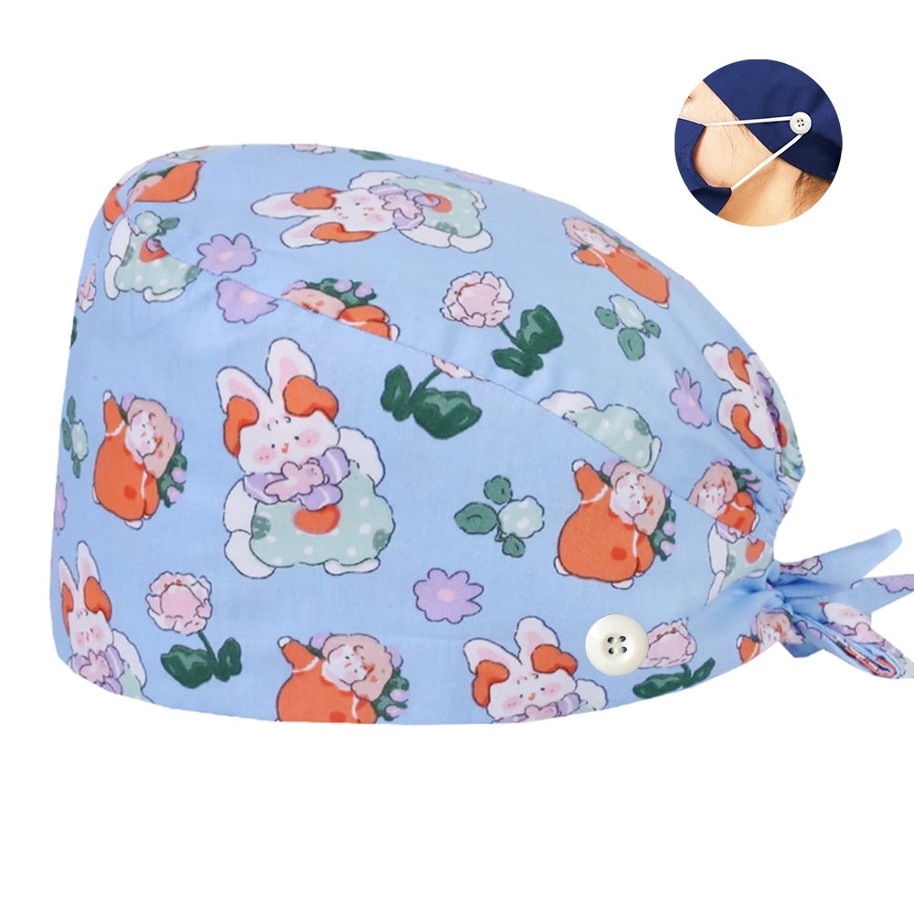 Tooth Print Surgical Scrub Caps Medical Nurse Work Hat Women Men Adjustable Nursing Doctor Dental Cap