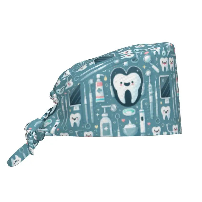 Tooth Print Scrub Cap - Adjustable Surgical Hat for Dental Professionals