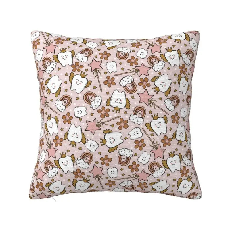 Custom Nordic Kawaii Healthy Teeth Pattern Tooth Cushion Cover for Sofa Soft Care Dental Health Pillow Case