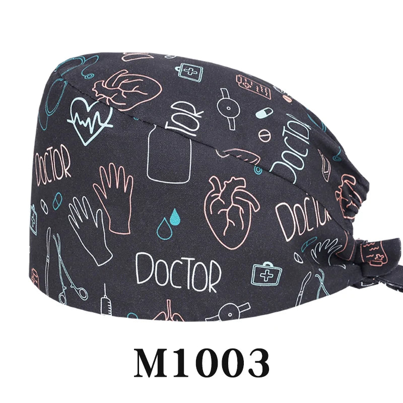 Tooth Fairy Scrub Caps for Man Woman Long Hair Adjustable Skullcap Beauty Salon Vet Working Hats with Bottons M981