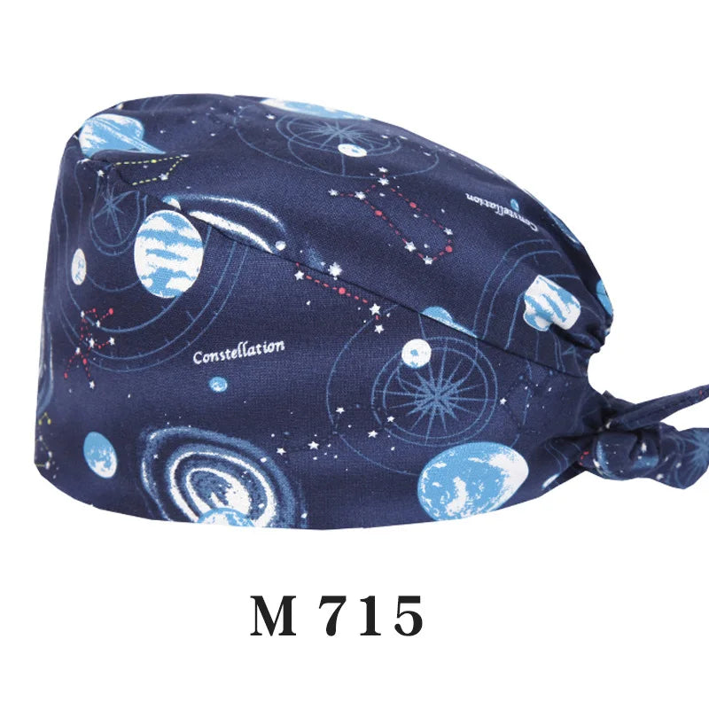 Tooth Fairy Scrub Caps for Man Woman Long Hair Adjustable Skullcap Beauty Salon Vet Working Hats with Bottons M981