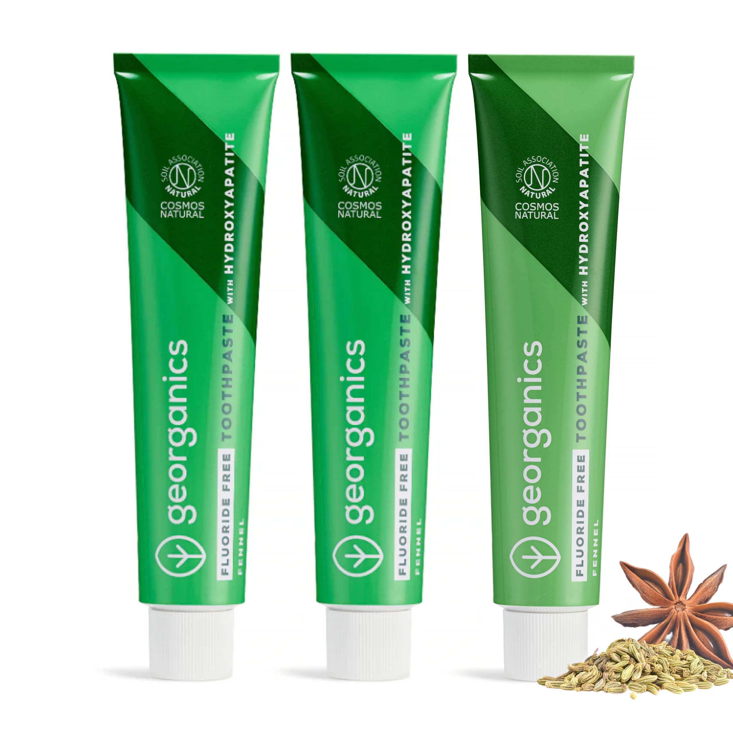 Georganics Natural Fennel Toothpaste – 75ml – Mint-Free – Fluoride-Free with Hydroxyapatite for Enamel Care – Vegan & Plastic-Free