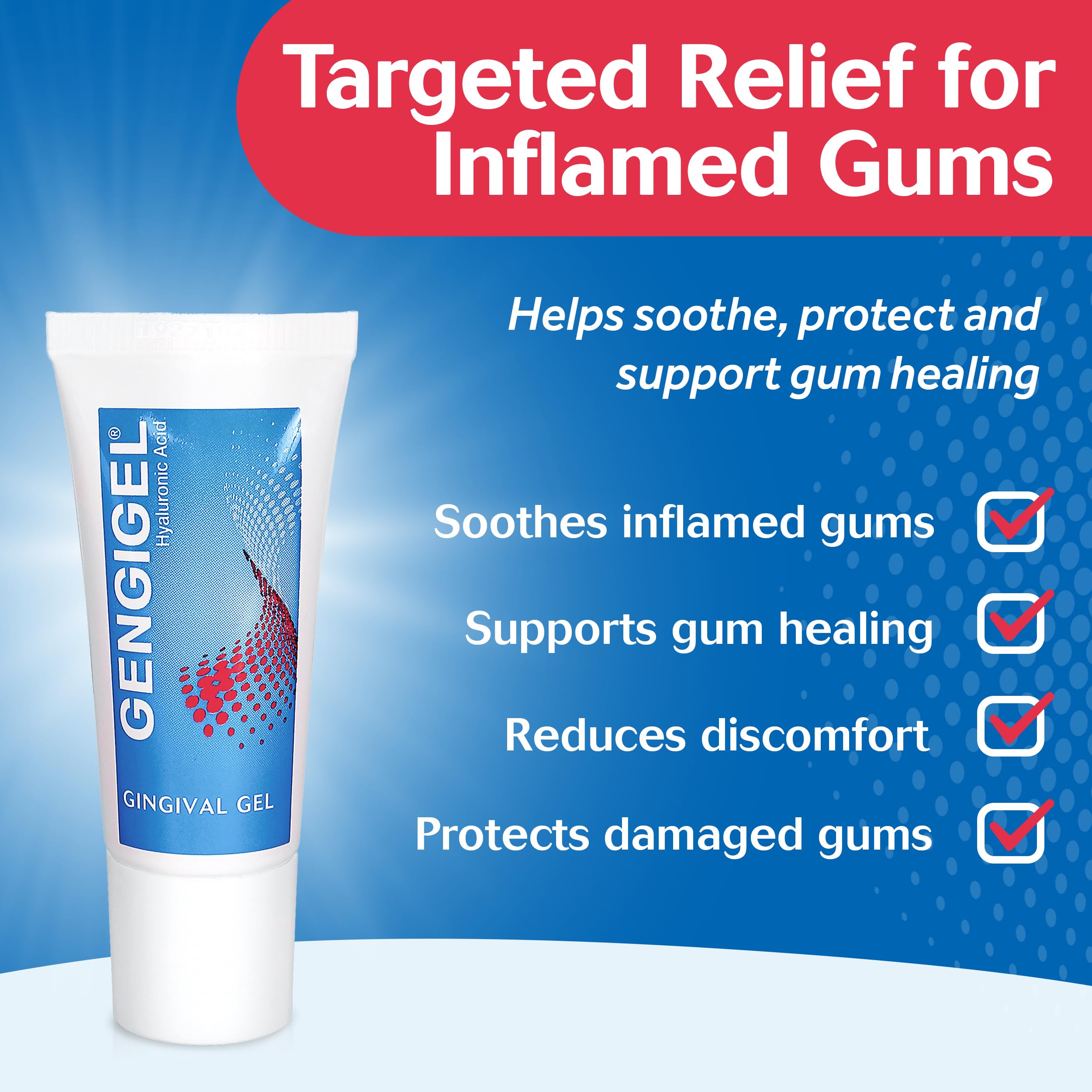 Gengigel Oral Gel 20ml – Hyaluronic Acid Mouth Ulcer Treatment for Adults, Gum Repair & Gum Disease Support, Targeted Gel for Mouth Ulcers, Inflamed or Bleeding Gums