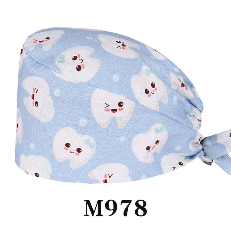 Tooth Fairy Scrub Caps for Man Woman Long Hair Adjustable Skullcap Beauty Salon Vet Working Hats with Bottons M981