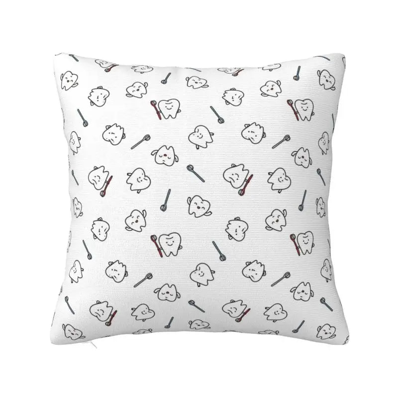 Custom Nordic Kawaii Healthy Teeth Pattern Tooth Cushion Cover for Sofa Soft Care Dental Health Pillow Case