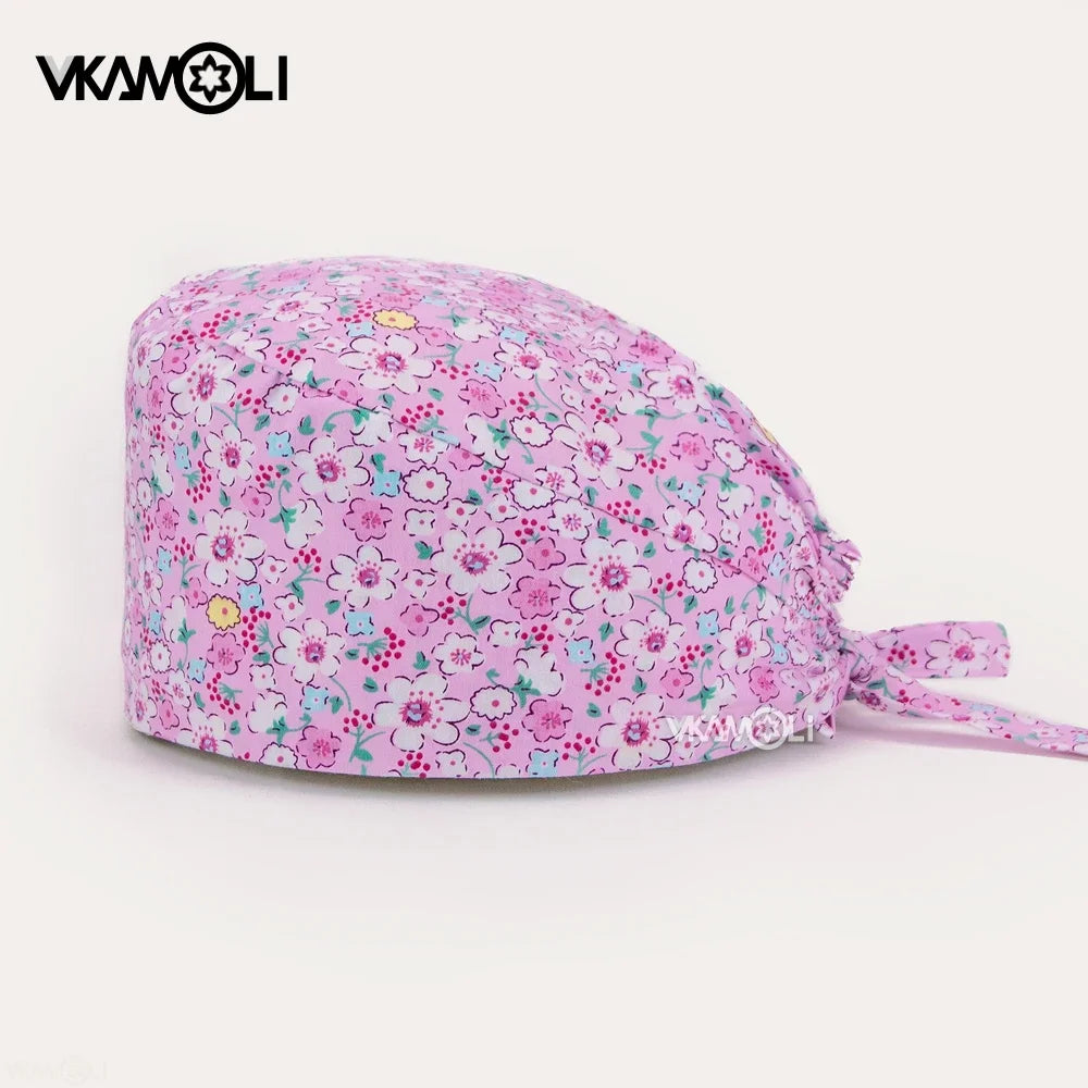 new unisex scrubs caps tooth printing cap adjustable size cotton sweat-absorbent elastic scrub hats Dental beauty dentist cap