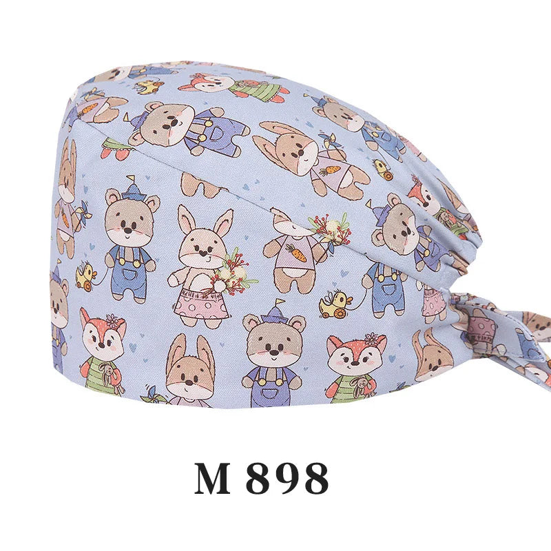 Tooth Fairy Scrub Caps for Man Woman Long Hair Adjustable Skullcap Beauty Salon Vet Working Hats with Bottons M981