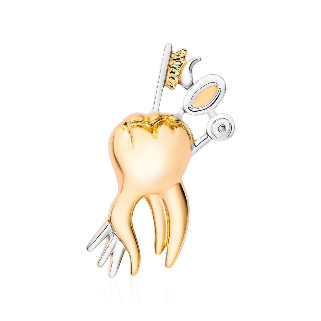 Smile Dental Tooth Toothbrush Mirror Pin - Creative Stomatology Brooch Gift