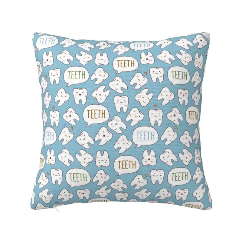 Custom Nordic Kawaii Healthy Teeth Pattern Tooth Cushion Cover for Sofa Soft Care Dental Health Pillow Case