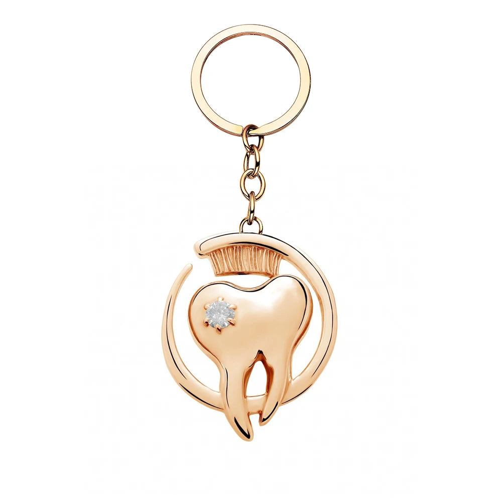 Tooth Dentist Crystal Brooch - Caring Teeth & Toothbrush Lapel Pin for Dental Professionals