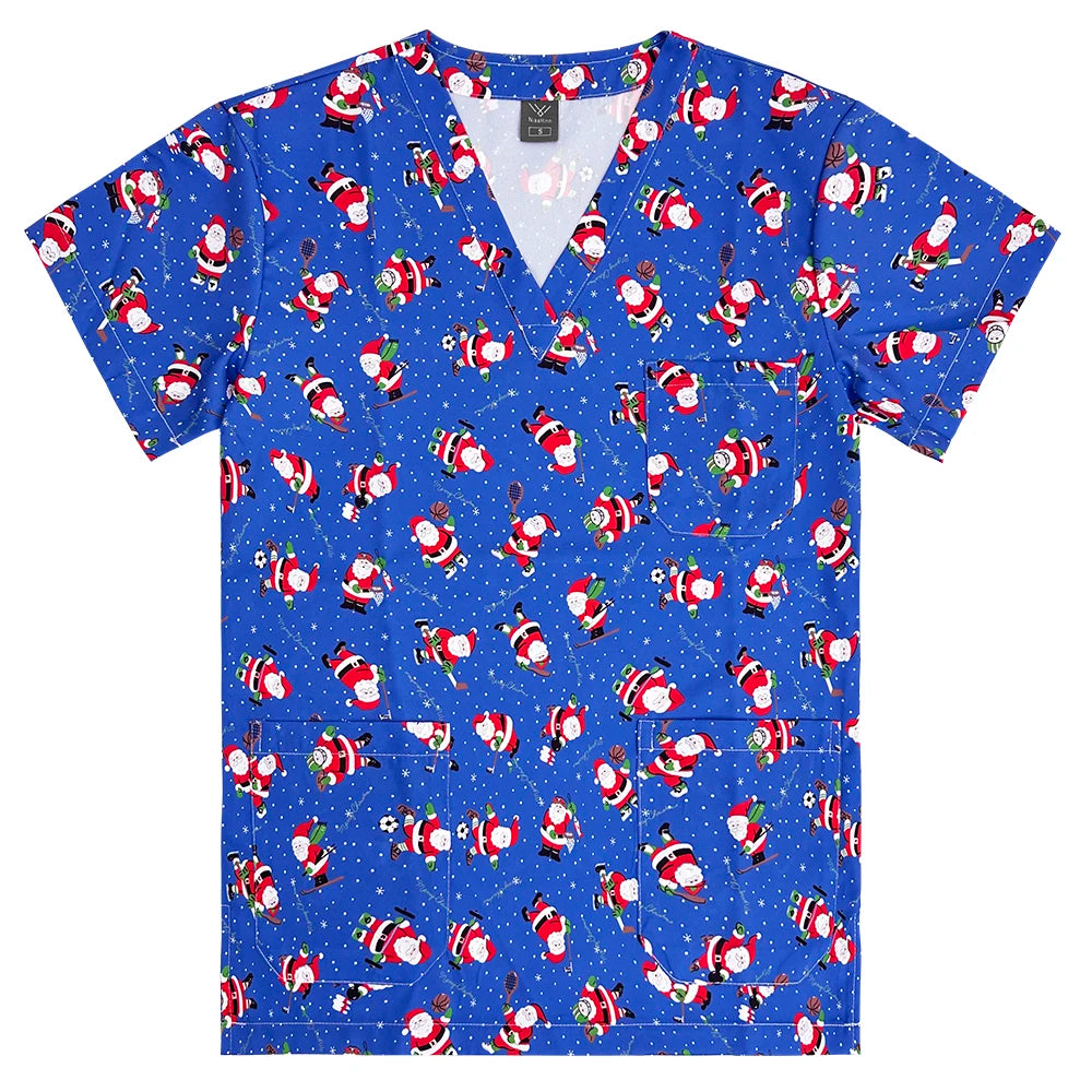 Men's Work Uniform Teeth Print Dentist Comfortable Short Sleeve Scrubs V-Neck Top Clinic Pharmacy Nursing Accessories Blouse New